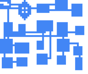 Top-down view on a generated dungeon