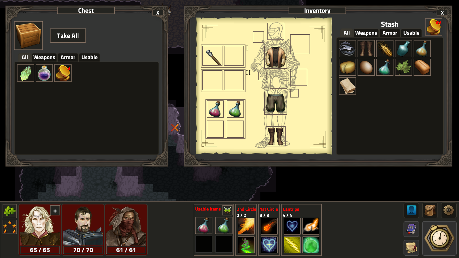 chest and inventory with items