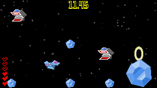 gameplay screenshot: ships and asteroids