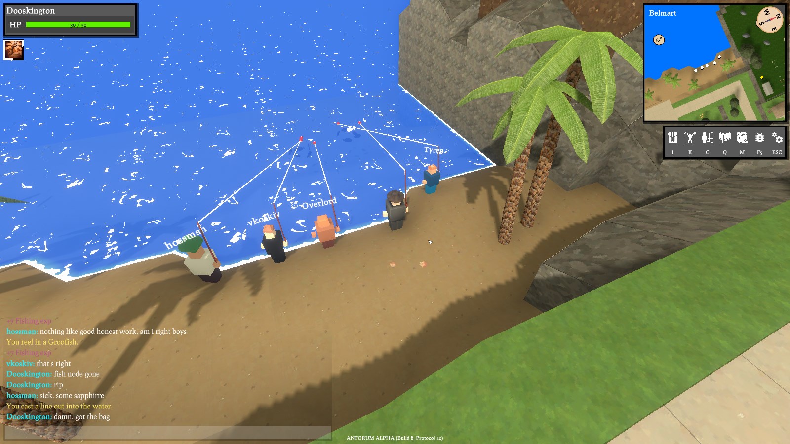 Some players fishing at the beach