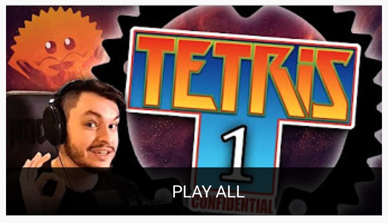 YouTube preview slide: title "TETRIS 1", author's face, ferris