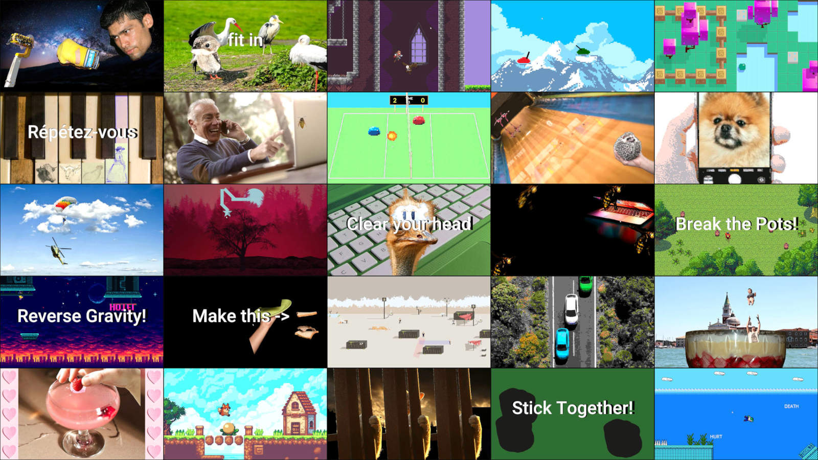 Grid of Weegames minigames